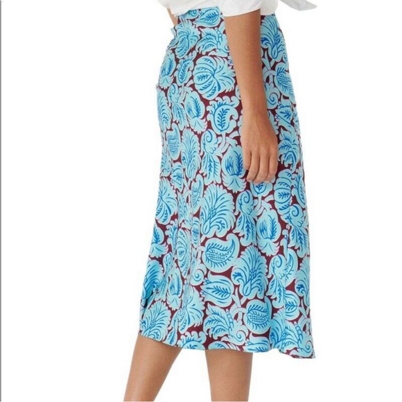 J. Crew Dresses & Skirts - J. Crew Vibrant Blue pull on Floral Midi Slip Skirt XS
